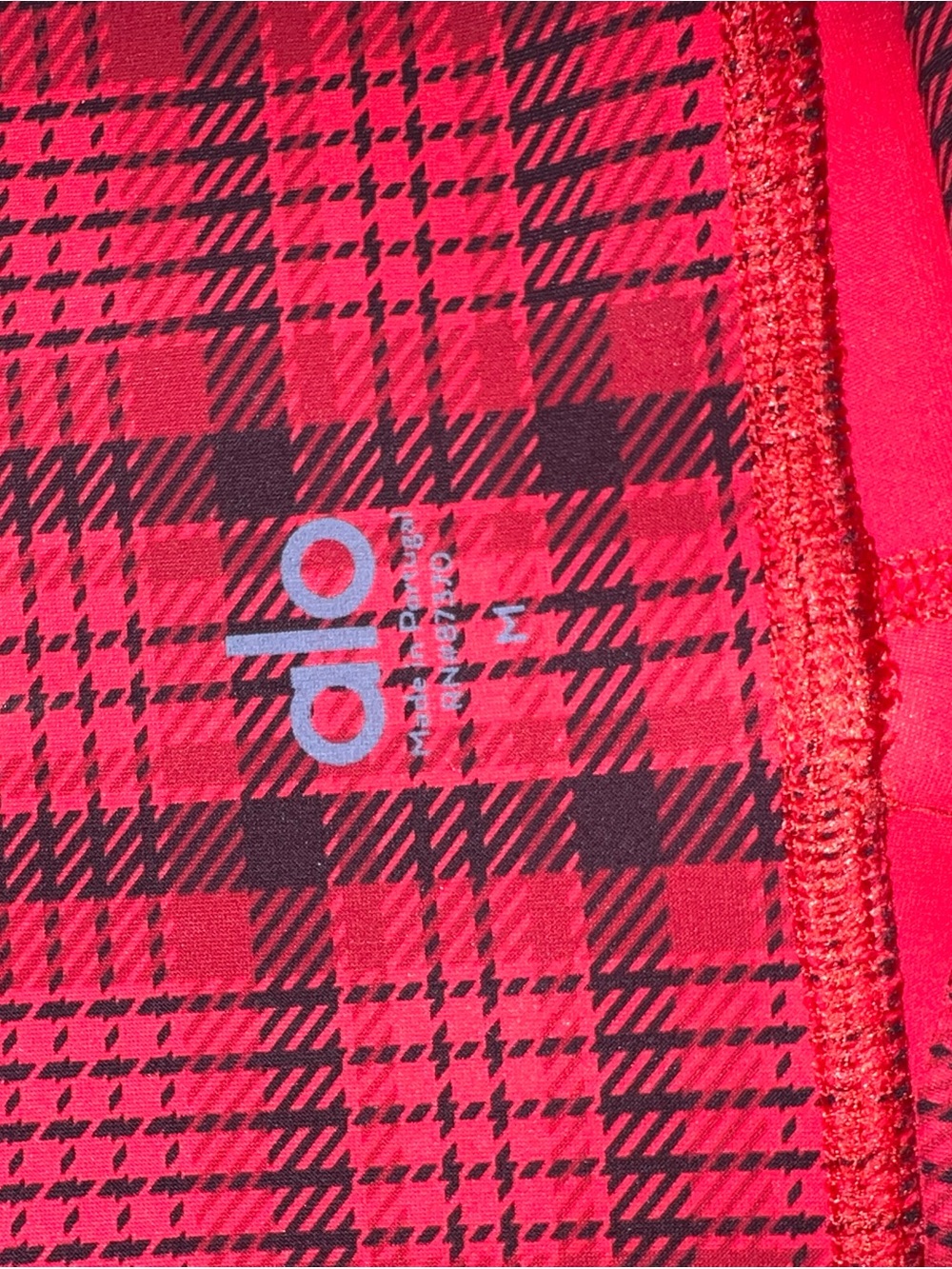 VTG ALO Yoga red plaid reflective work out leggings size S/M - Picture 5 of 6
